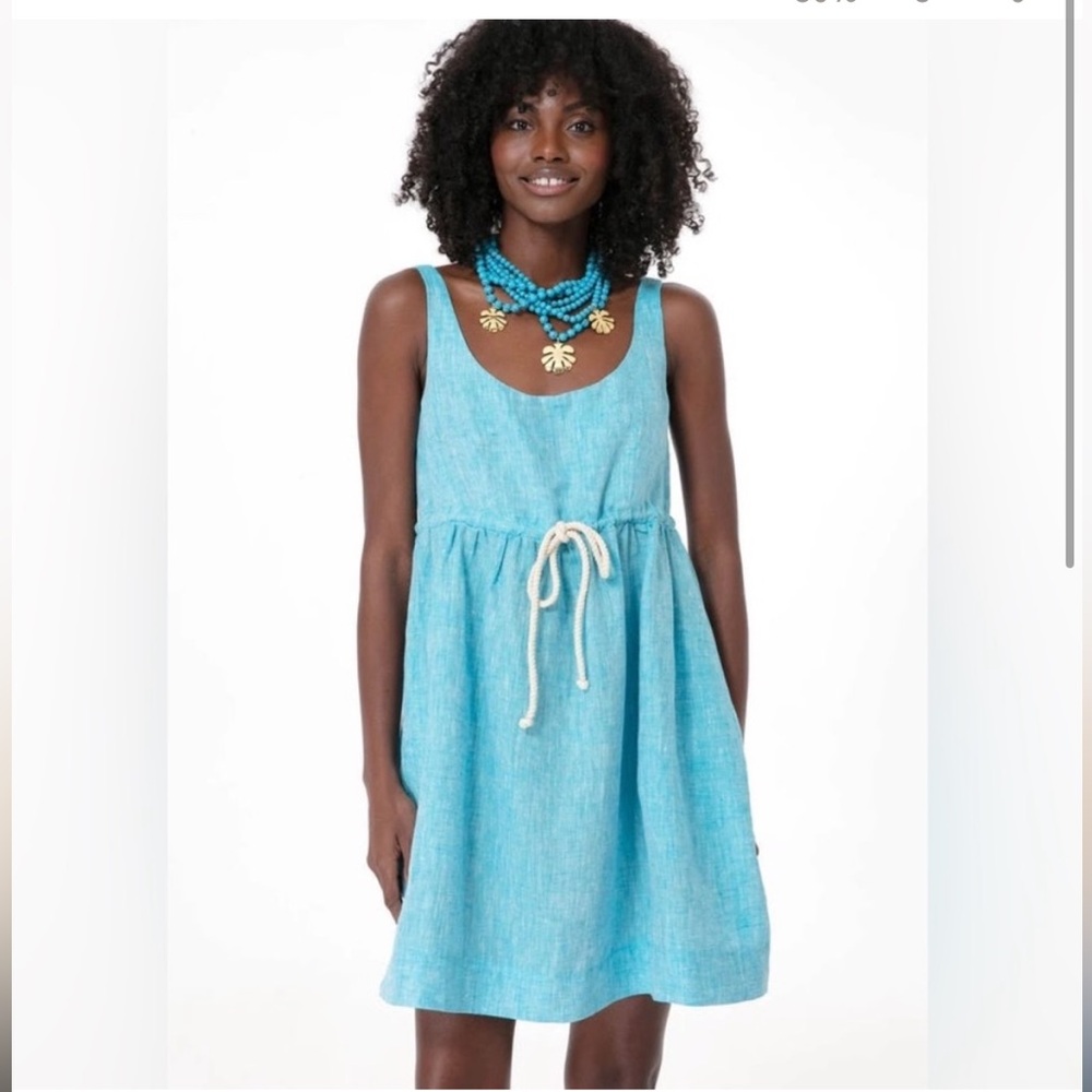 Tuckernuck NWT Blue Mini Day Dress Summer Coverup Swim Medium Pomander Place